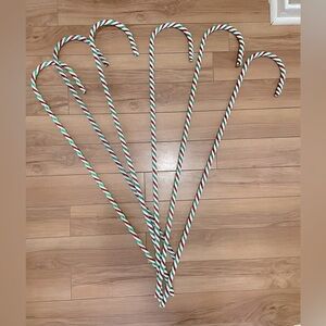 6 Vintage Plastic Candy Cane Decorations Twisted Acrylic Holiday Decor